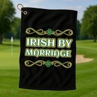 St. Patrick's Day Irish By Marriage Shamrock Golf Towel thumb 1