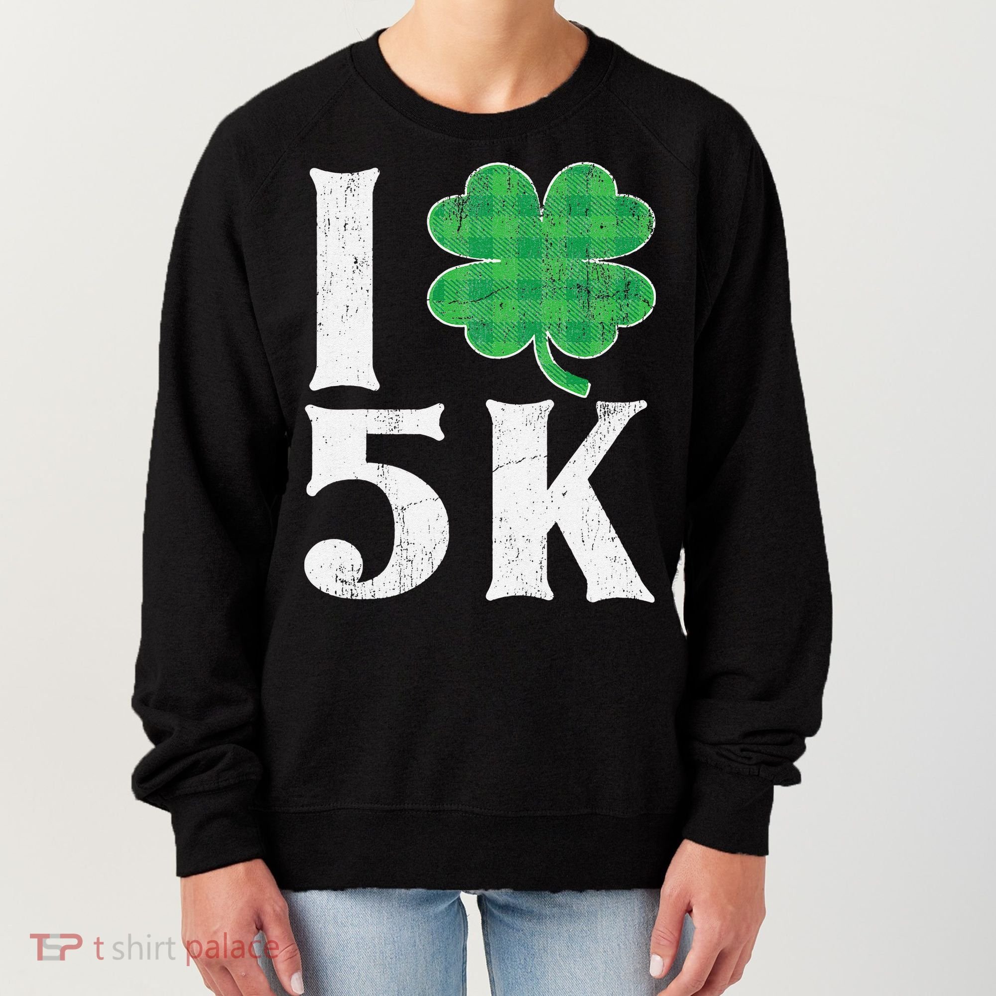St Patricks Day Running Buffalo Plaid I Shamrock Love 5K Women's Sweatshirt