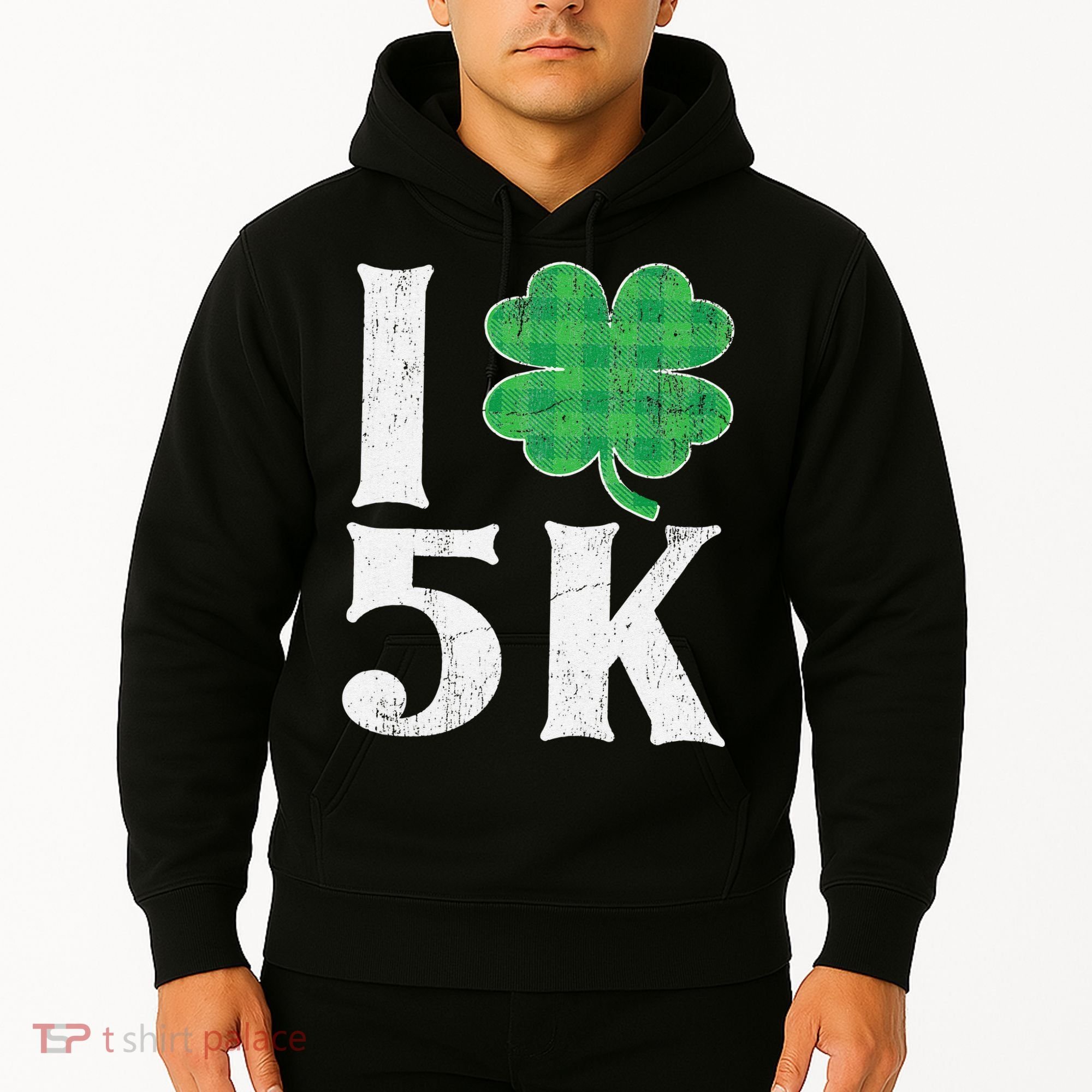 St Patricks Day Running Buffalo Plaid I Shamrock Love 5K Hoodie