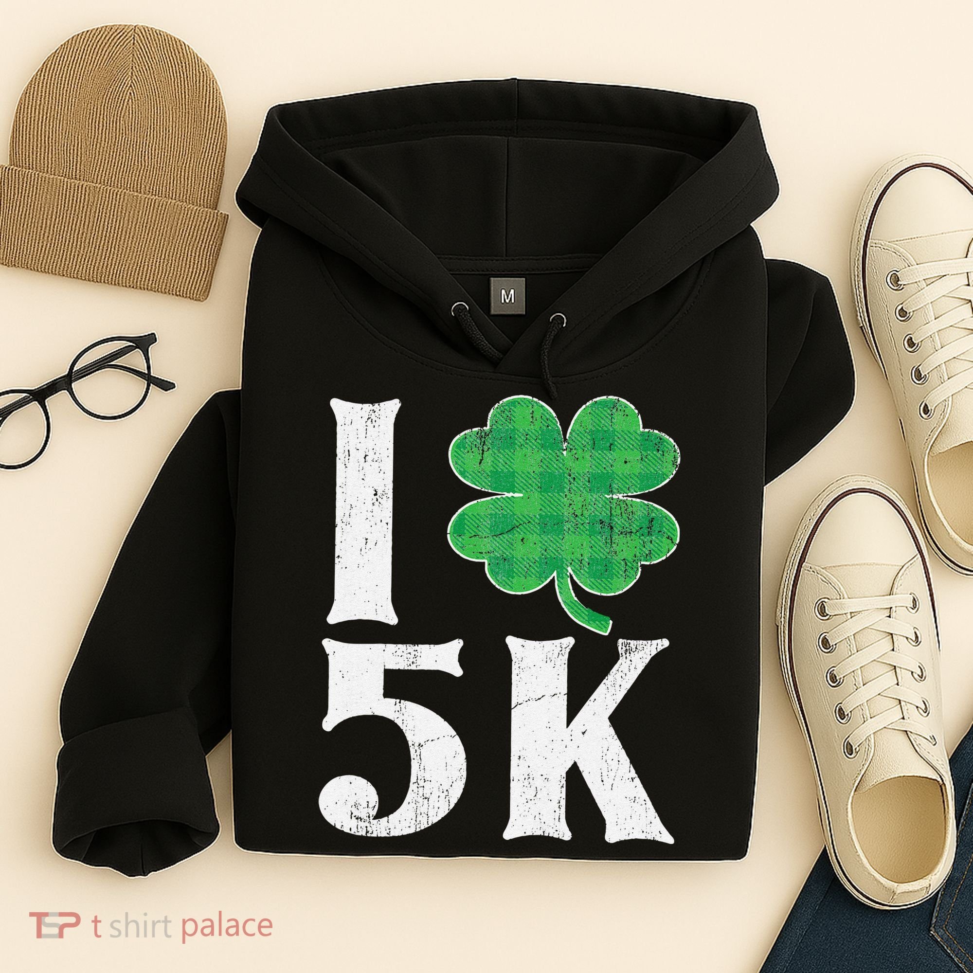 St Patricks Day Running Buffalo Plaid I Shamrock Love 5K Hoodie