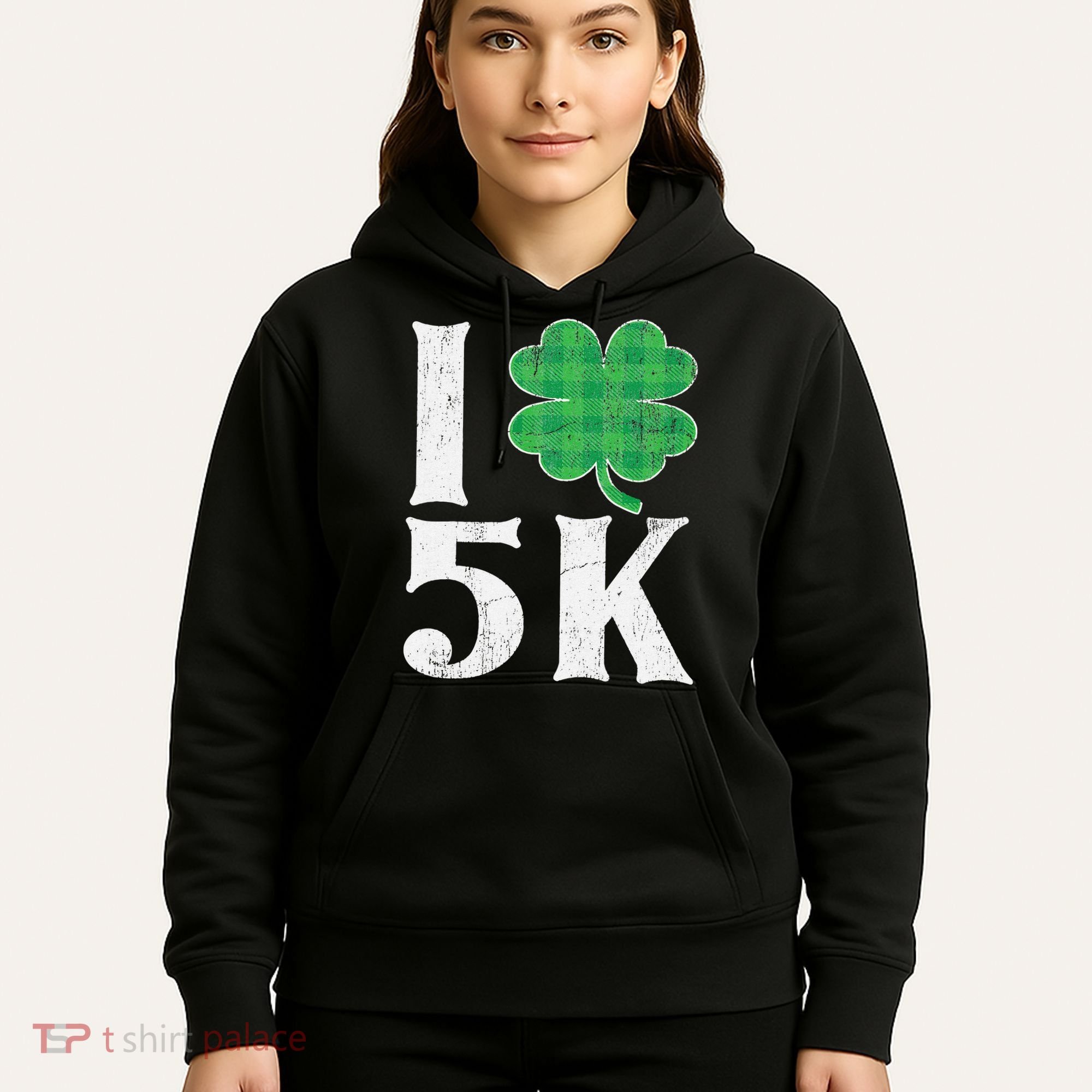 St Patricks Day Running Buffalo Plaid I Shamrock Love 5K Hoodie