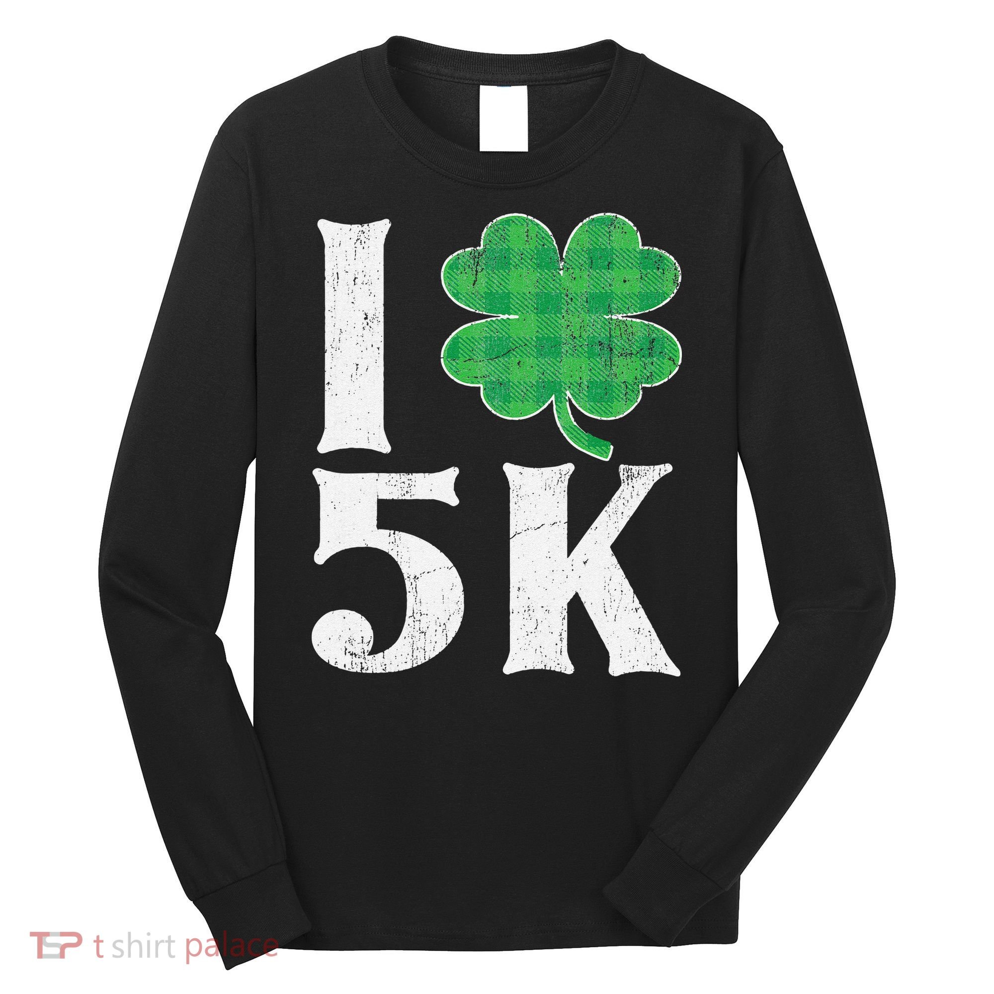 St Patricks Day Running Buffalo Plaid I Shamrock Love 5K Long Sleeve Shirt
