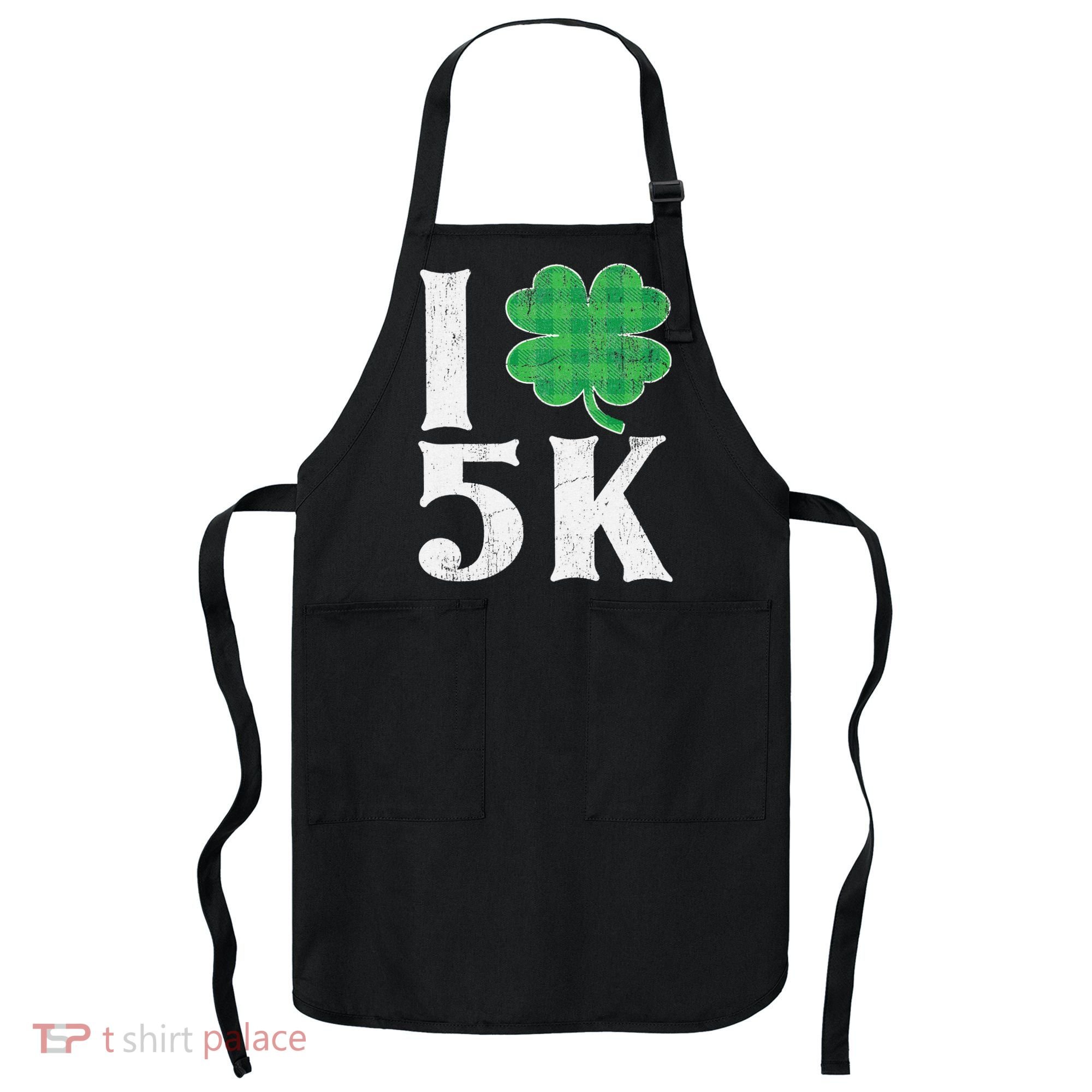 St Patricks Day Running Buffalo Plaid I Shamrock Love 5K Apron