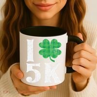 St Patricks Day Running Buffalo Plaid I Shamrock Love 5K Coffee Mug thumb 3