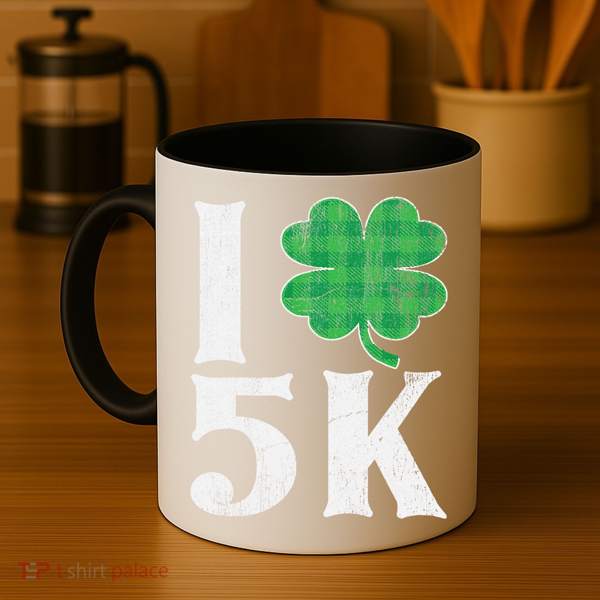 St Patricks Day Running Buffalo Plaid I Shamrock Love 5K Coffee Mug
