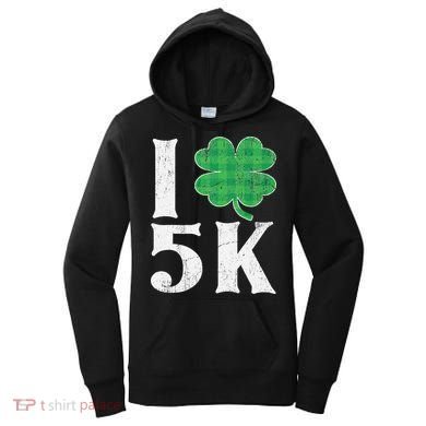 St Patricks Day Running Buffalo Plaid I Shamrock Love 5K Women's Hoodie