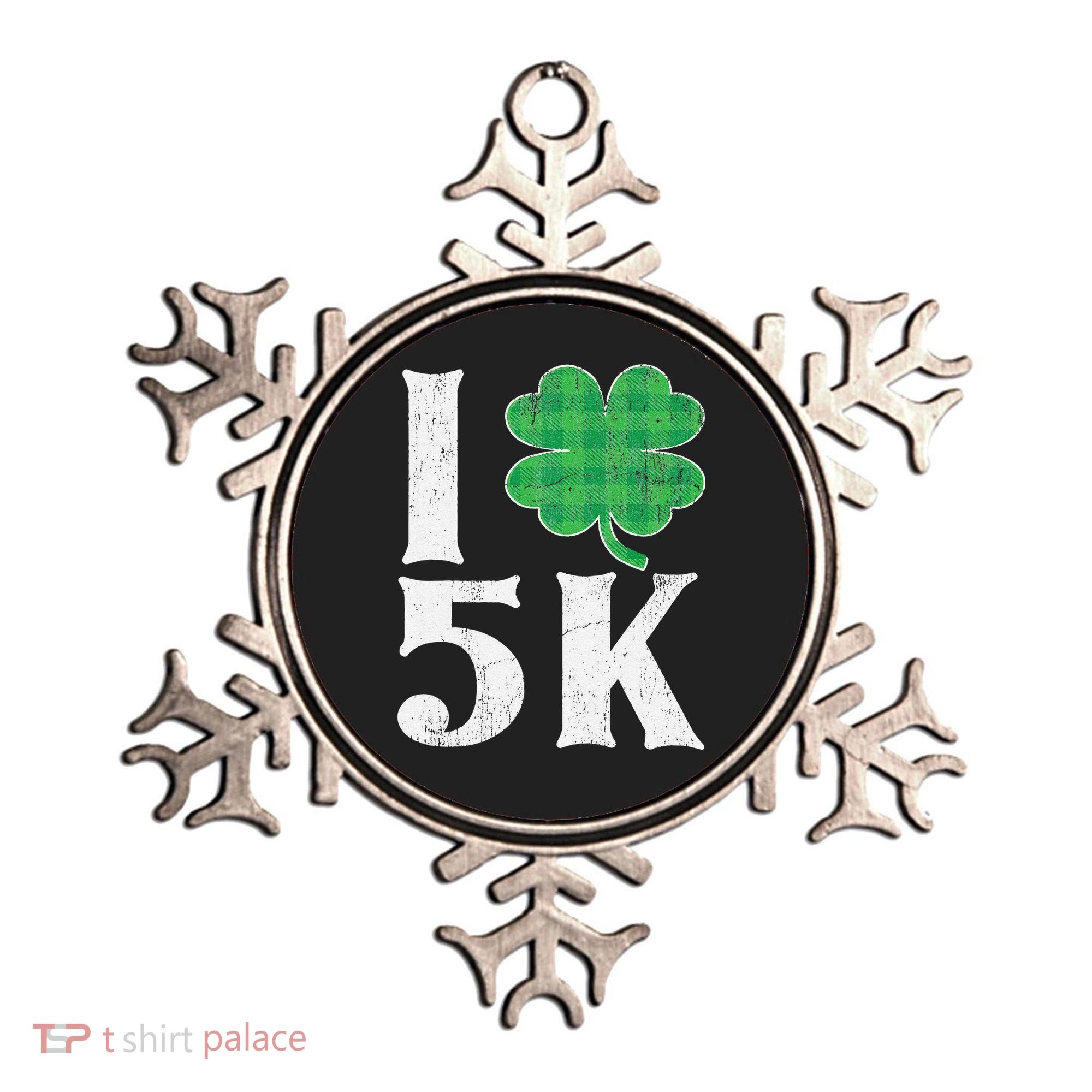 St Patricks Day Running Buffalo Plaid I Shamrock Love 5K Ornament