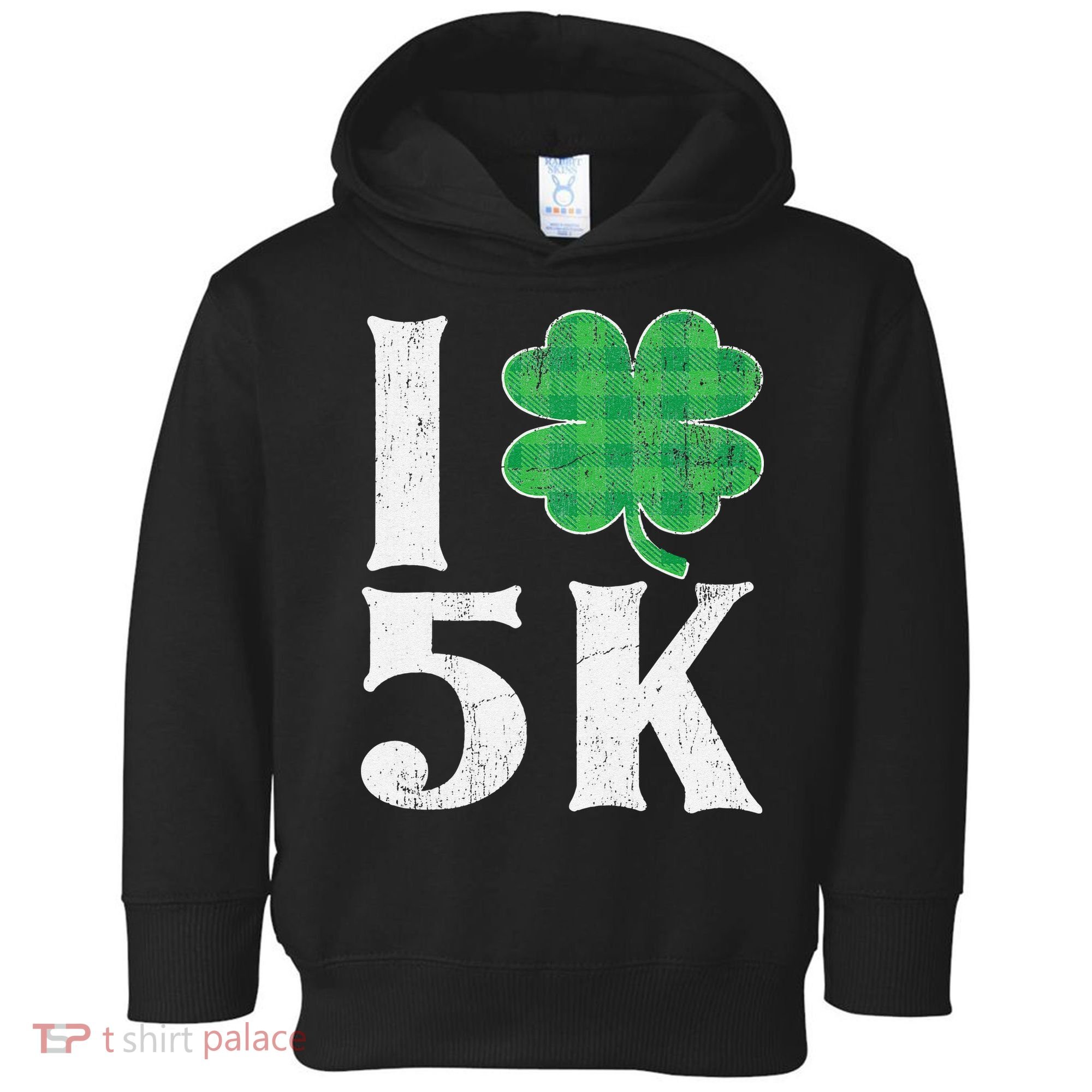 St Patricks Day Running Buffalo Plaid I Shamrock Love 5K Toddler Hoodie
