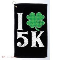 St Patricks Day Running Buffalo Plaid I Shamrock Love 5K Golf Towel thumb 0