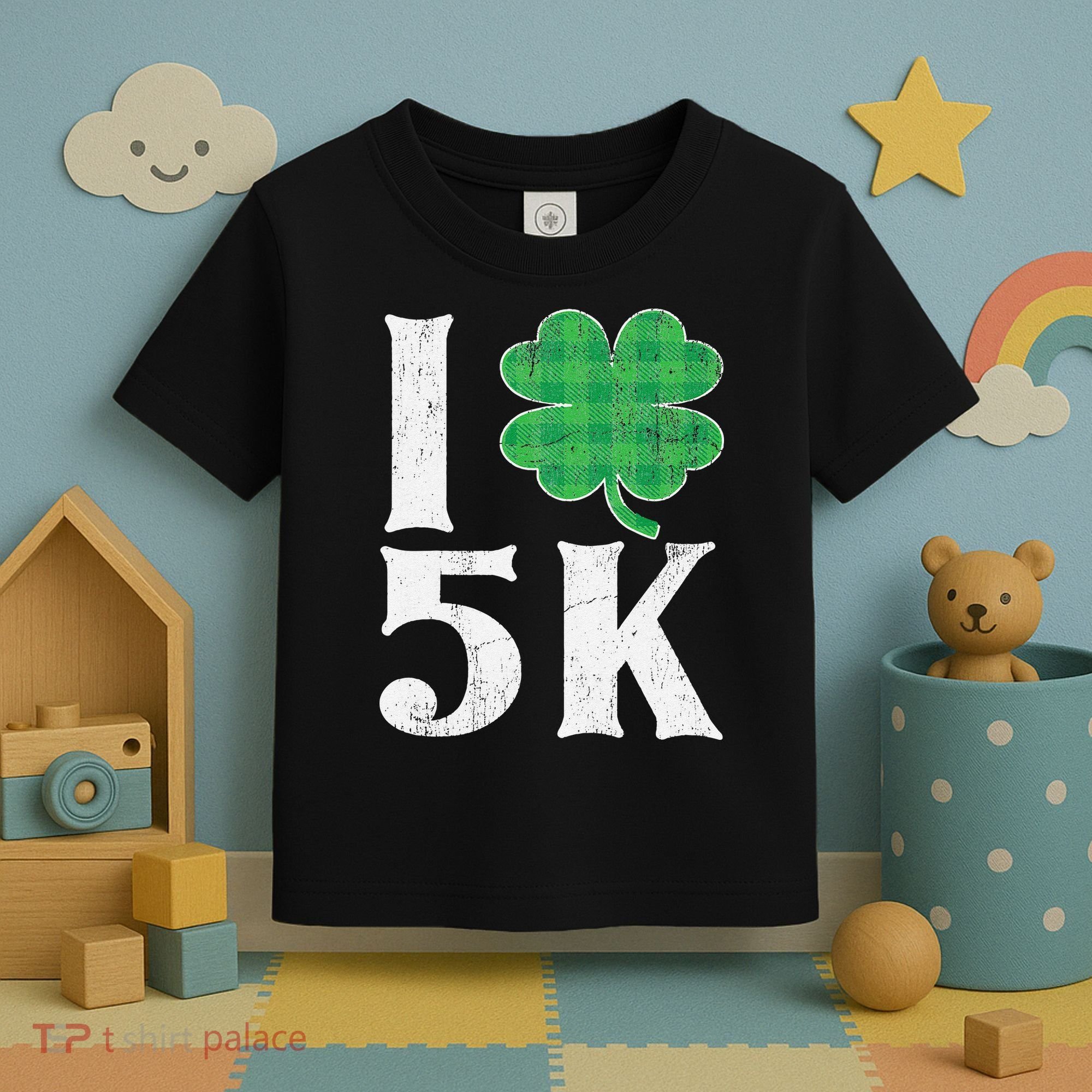 St Patricks Day Running Buffalo Plaid I Shamrock Love 5K Toddler T-Shirt