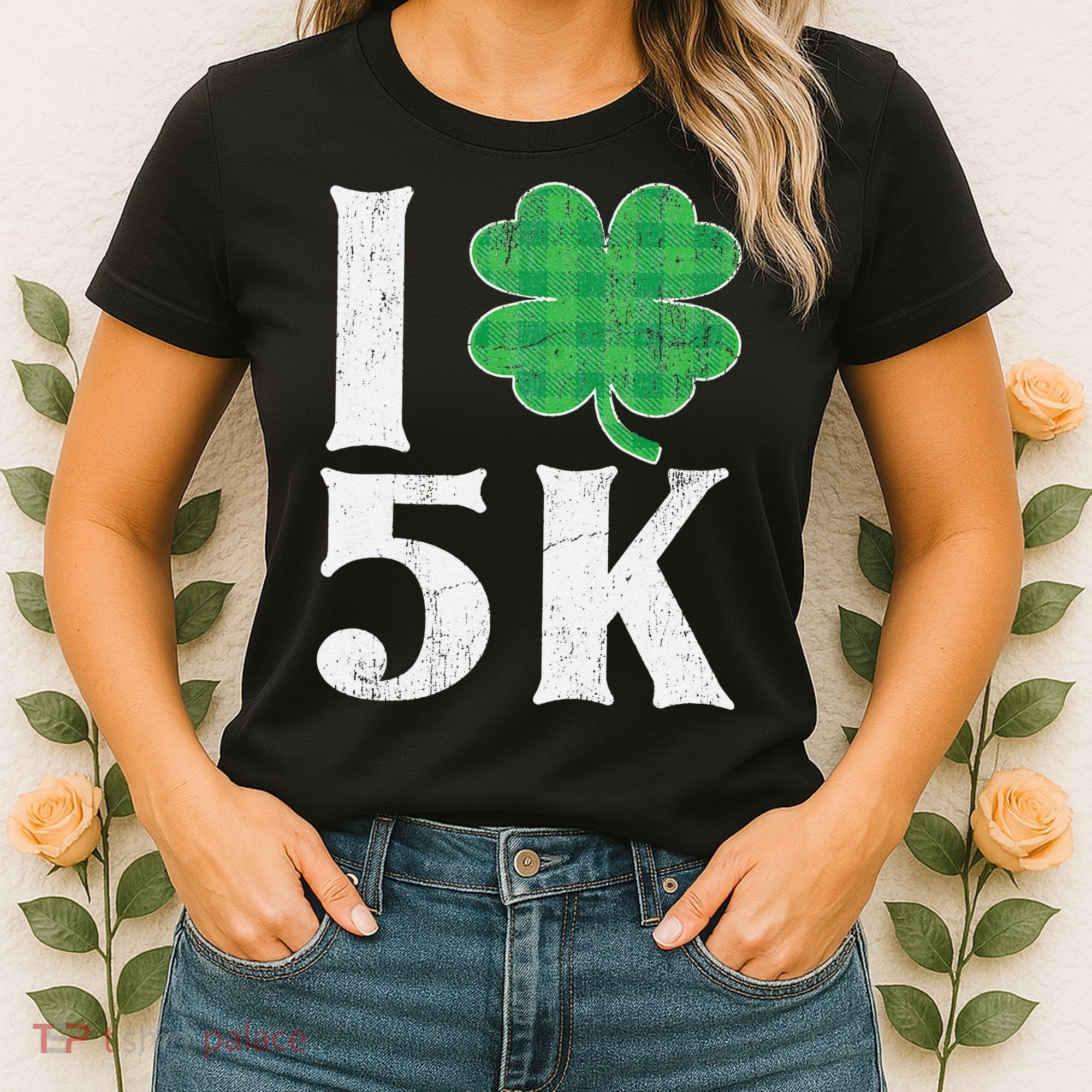 St Patricks Day Running Buffalo Plaid I Shamrock Love 5K Women's T-Shirt