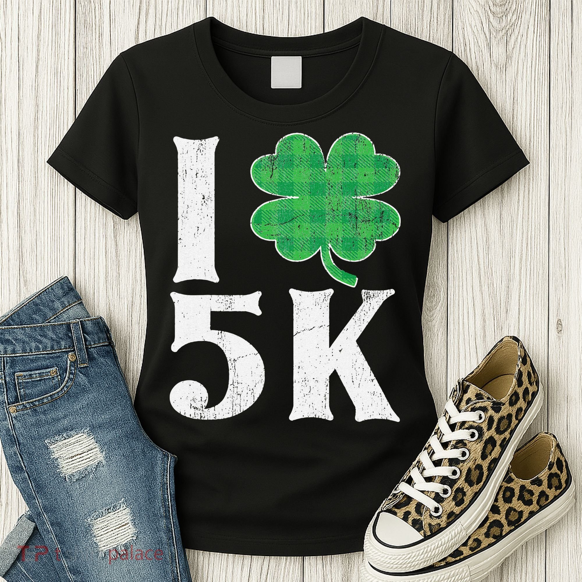 St Patricks Day Running Buffalo Plaid I Shamrock Love 5K Women's T-Shirt