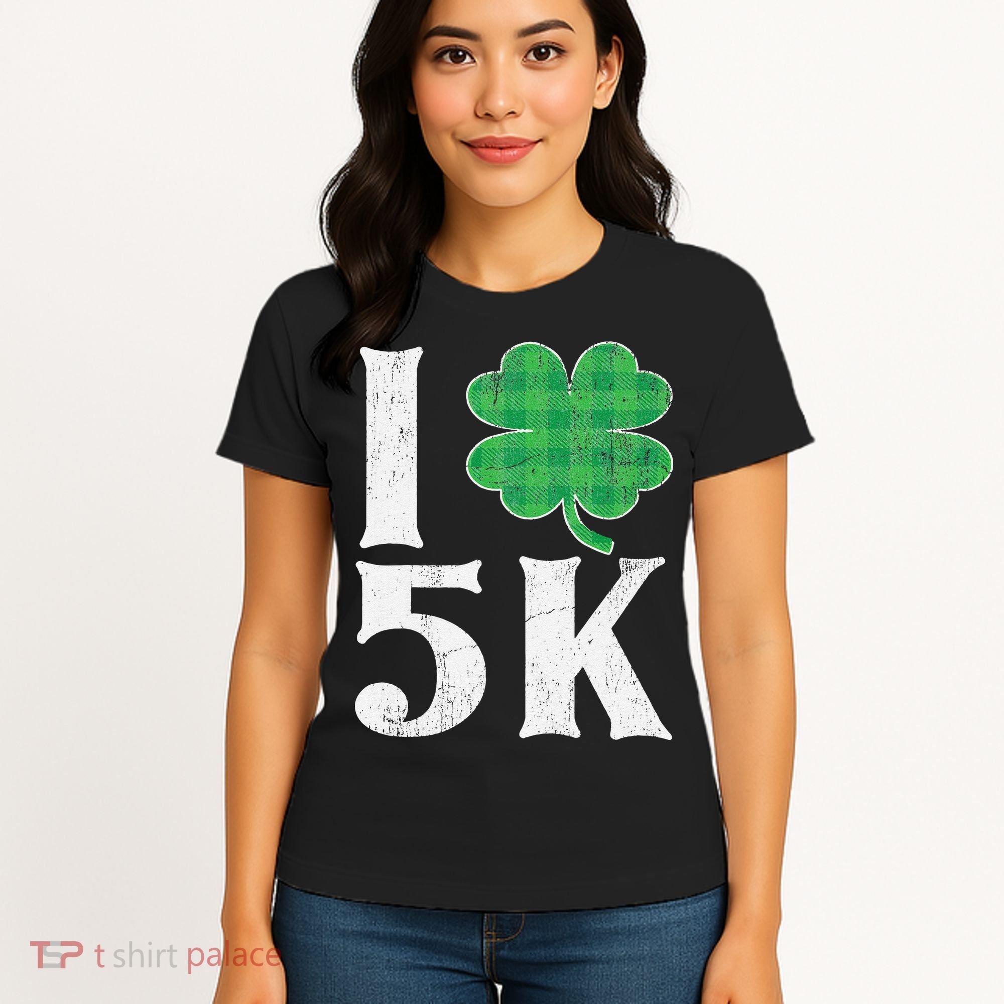 St Patricks Day Running Buffalo Plaid I Shamrock Love 5K Women's T-Shirt