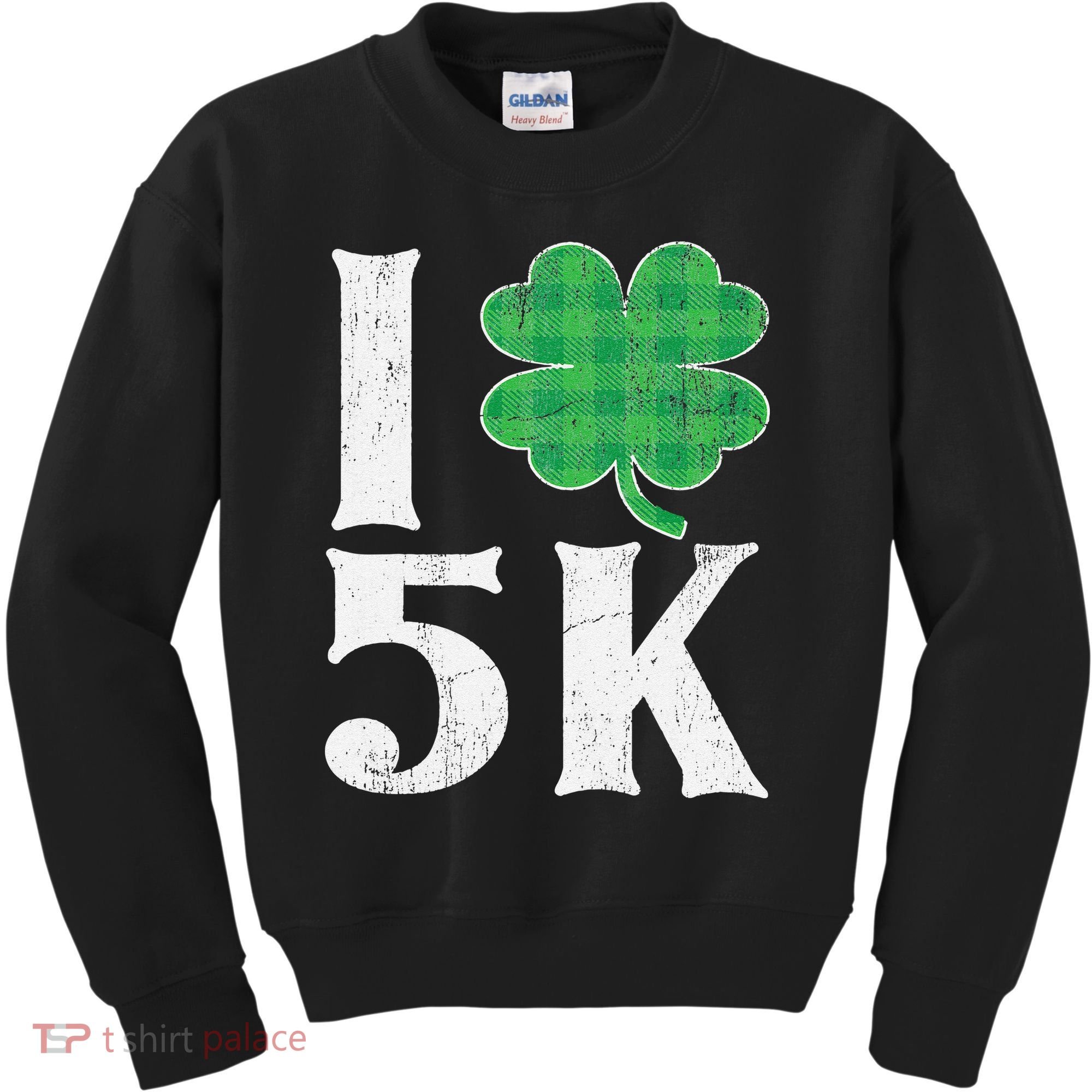 St Patricks Day Running Buffalo Plaid I Shamrock Love 5K Kids Sweatshirt