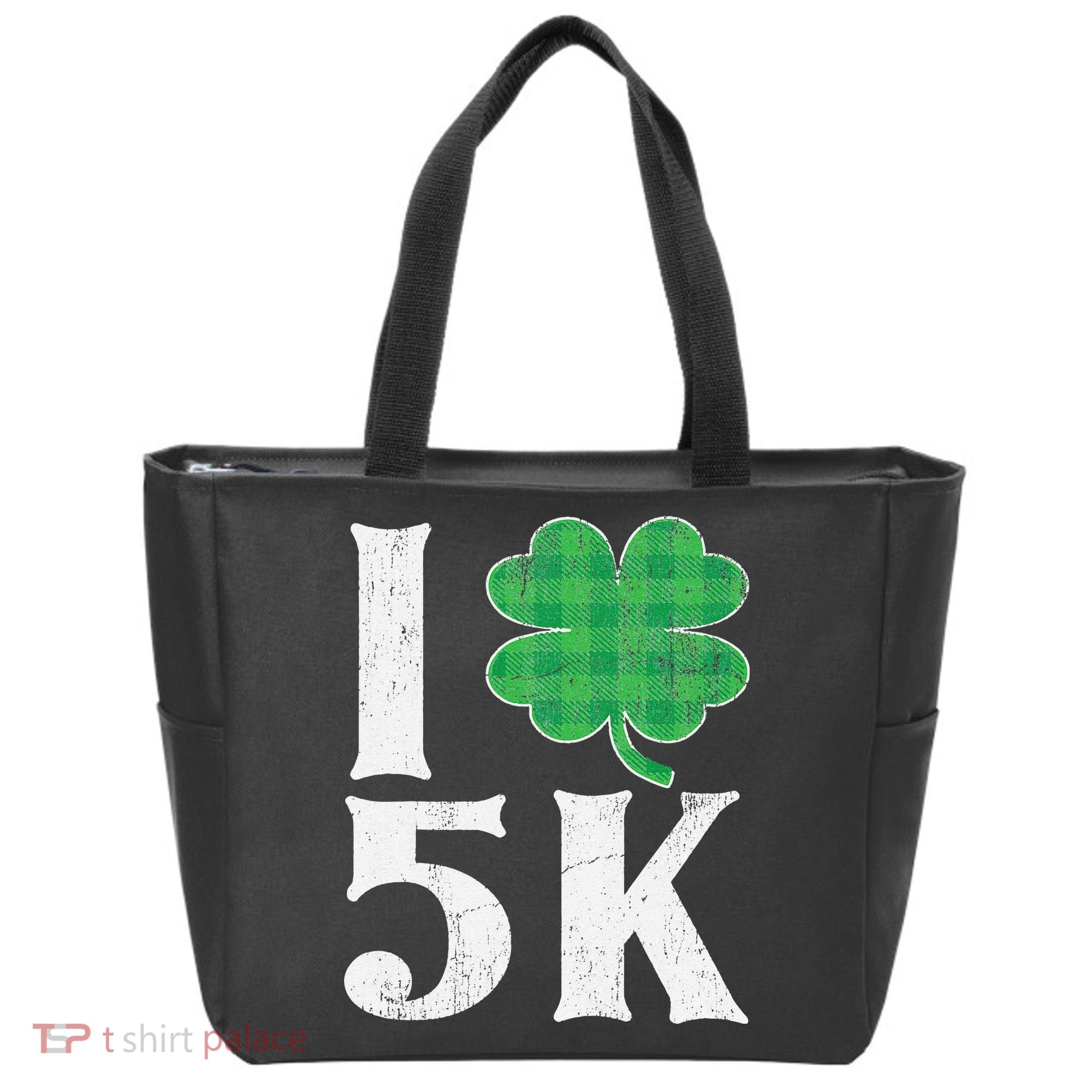 St Patricks Day Running Buffalo Plaid I Shamrock Love 5K Tote Bag