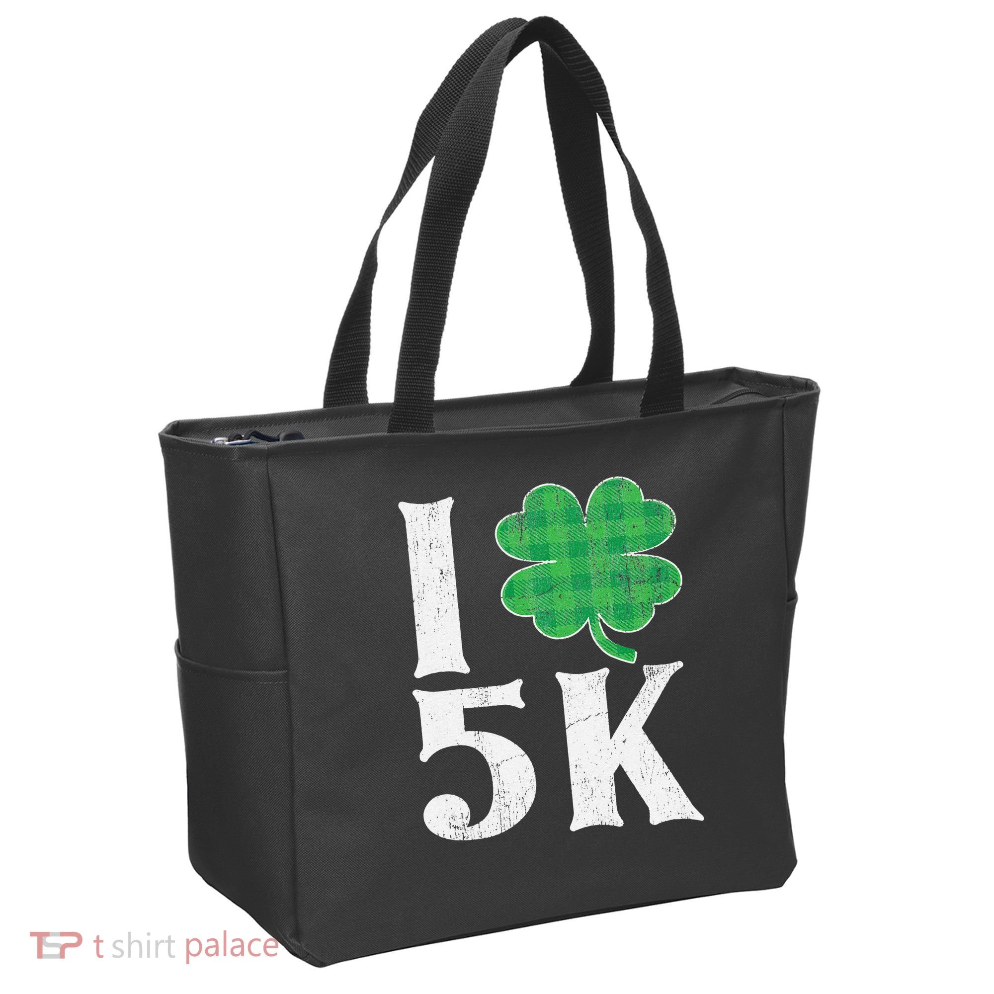 St Patricks Day Running Buffalo Plaid I Shamrock Love 5K Tote Bag