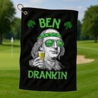 St Patricks Day, Ben Drankin, Funny St Patricks Day, St Patricks Day Drinking Golf Towel thumb 1