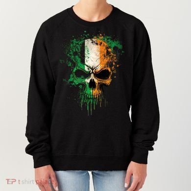St Patricks Day Skull Irish Flag Teens Women's Sweatshirt