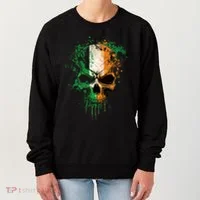 St Patricks Day Skull Irish Flag Teens Women's Sweatshirt thumb 0