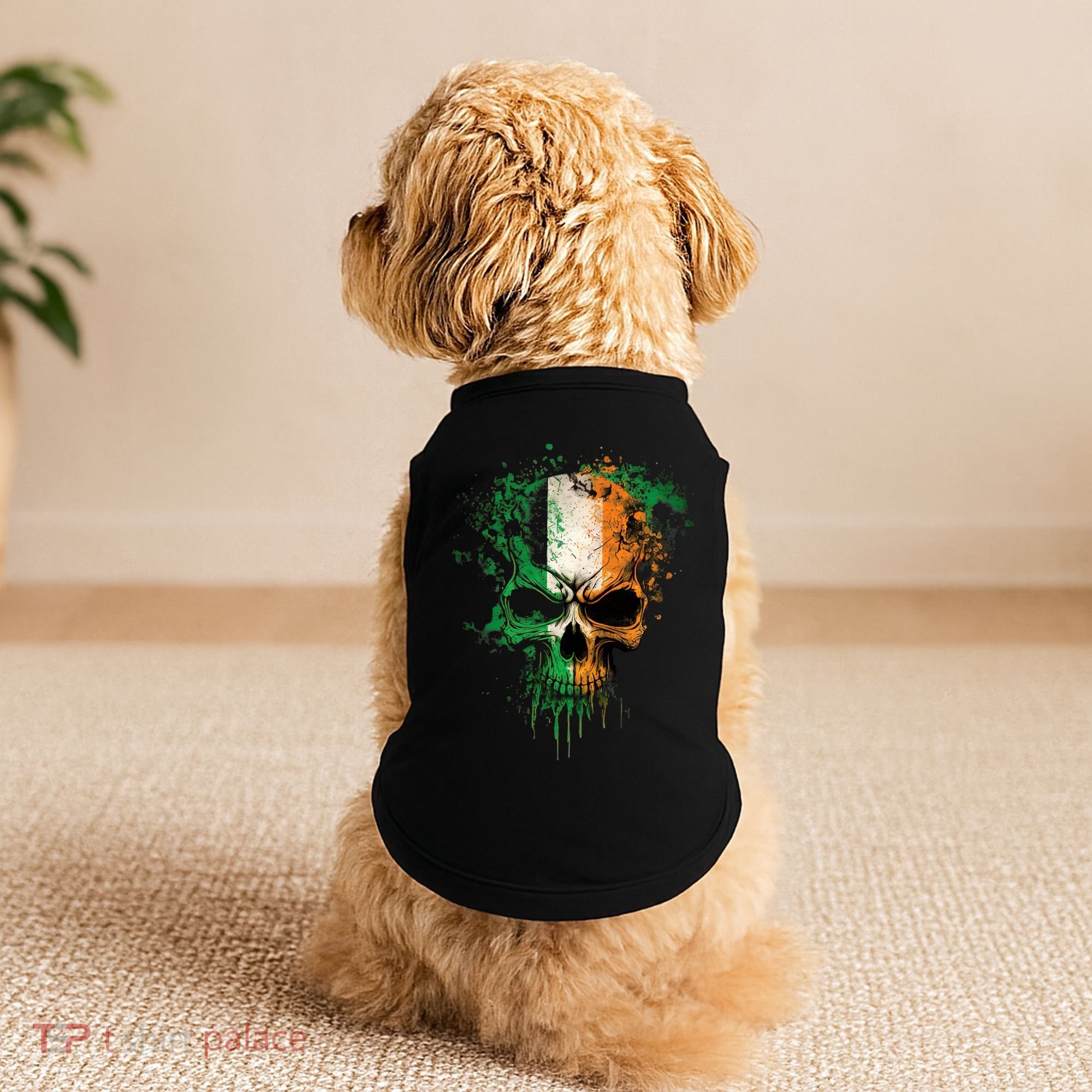 St Patricks Day Skull Irish Flag Teens Doggie Tank