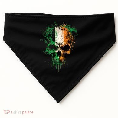 St Patricks Day Skull Irish Flag Teens USA-Made Doggie Bandana