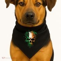 St Patricks Day Skull Irish Flag Teens USA-Made Doggie Bandana thumb 1
