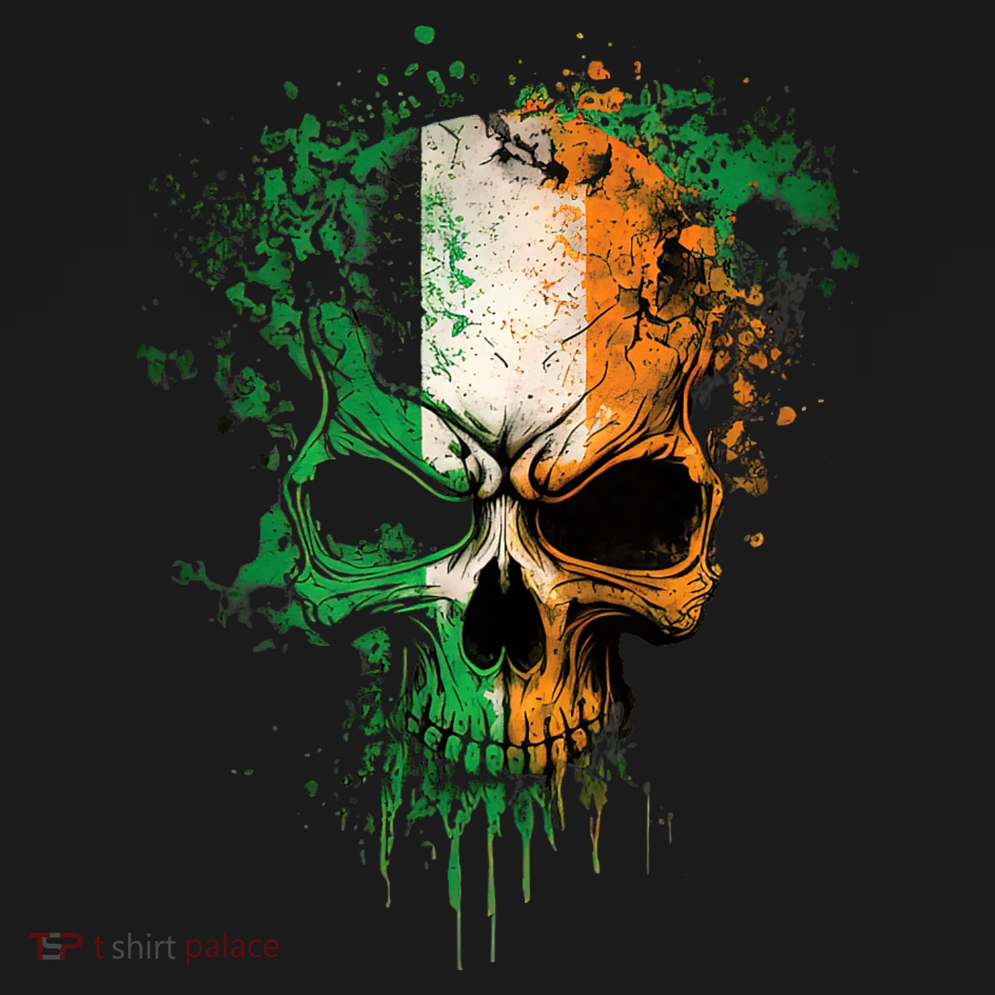 St Patricks Day Skull Irish Flag Teens Long Sleeve Shirt
