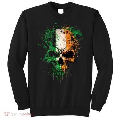St Patricks Day Skull Irish Flag Teens Sweatshirt