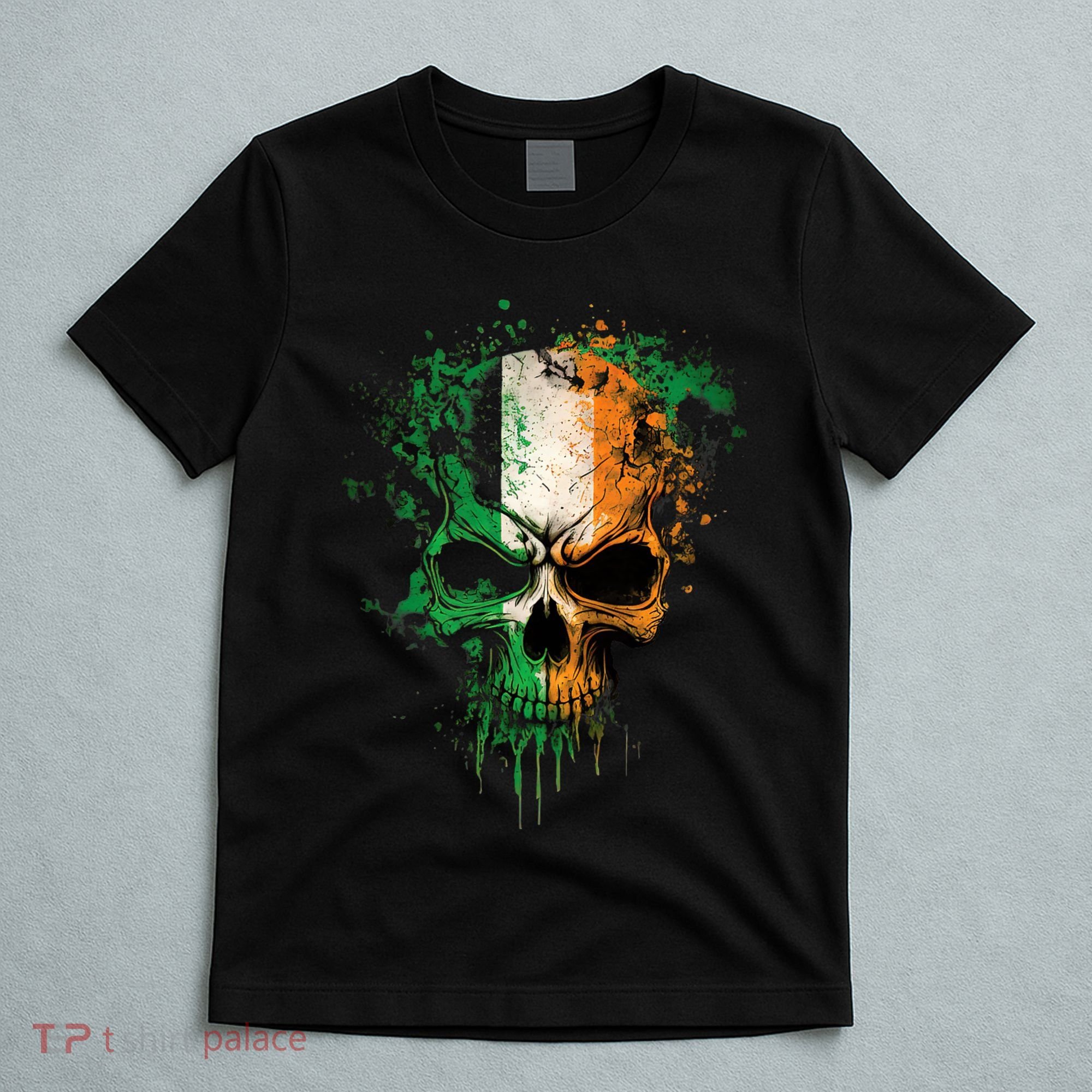 St Patricks Day Skull Irish Flag Teens T-Shirt