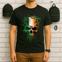 St Patricks Day Skull Irish Flag Teens T-Shirt thumb 6
