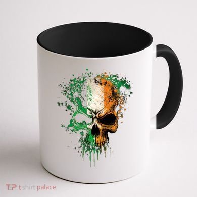 St Patricks Day Skull Irish Flag Teens Coffee Mug back
