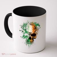 St Patricks Day Skull Irish Flag Teens Coffee Mug thumb 0