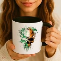 St Patricks Day Skull Irish Flag Teens Coffee Mug thumb 3