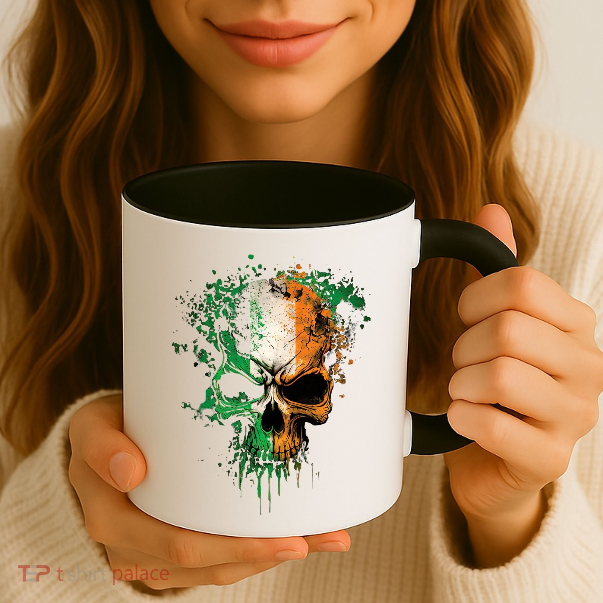 St Patricks Day Skull Irish Flag Teens Coffee Mug