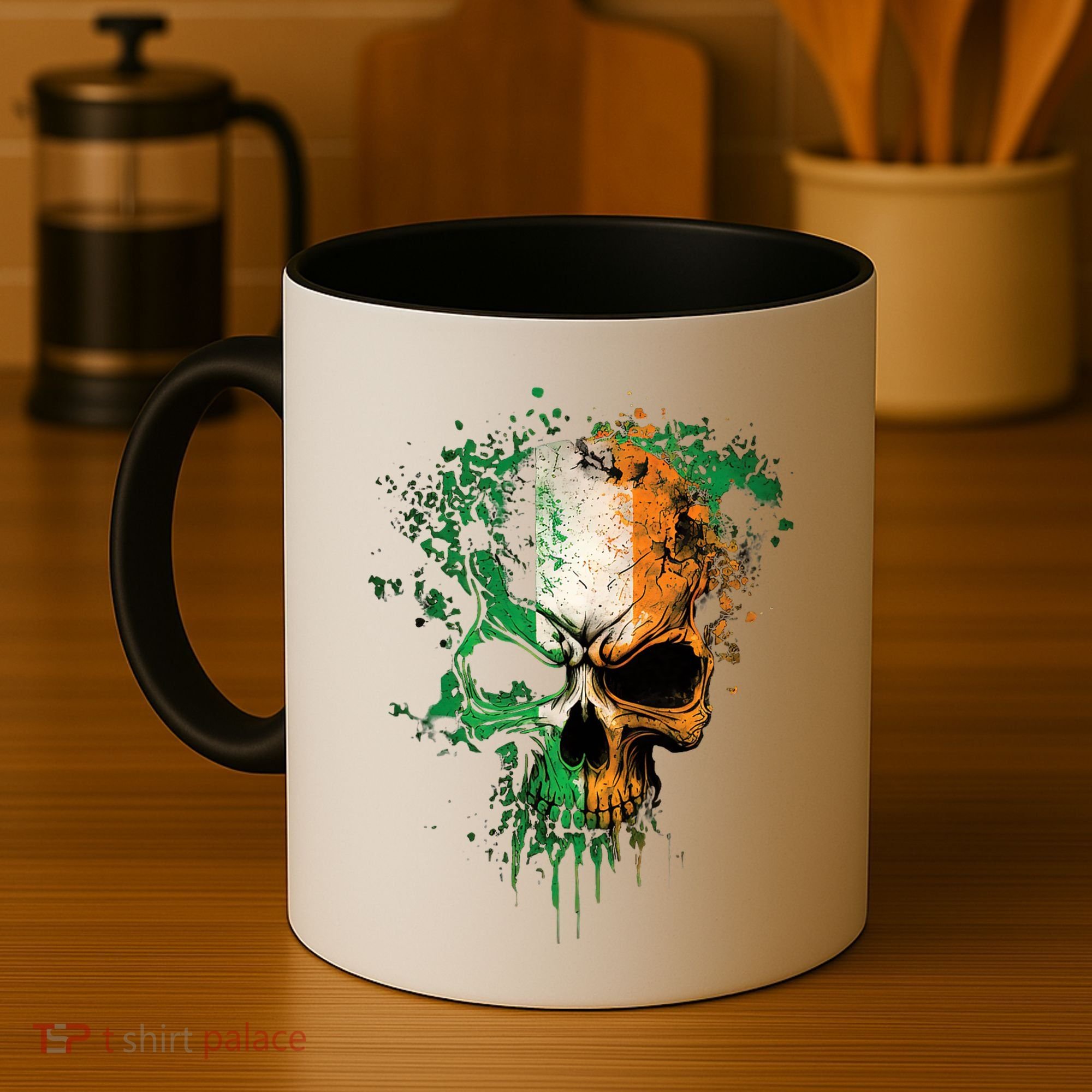 St Patricks Day Skull Irish Flag Teens Coffee Mug