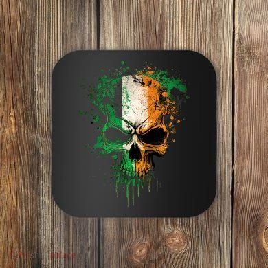 St Patricks Day Skull Irish Flag Teens Coaster