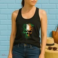 St Patricks Day Skull Irish Flag Teens Women's Tank Top thumb 2