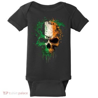 St Patricks Day Skull Irish Flag Teens Baby Bodysuit