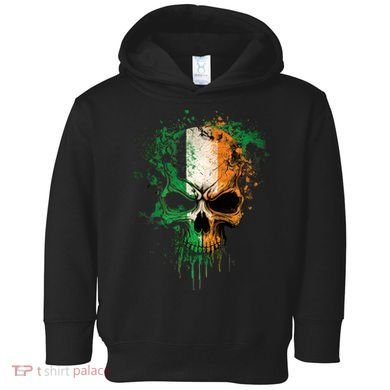 St Patricks Day Skull Irish Flag Teens Toddler Hoodie
