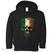 St Patricks Day Skull Irish Flag Teens Toddler Hoodie thumb 0