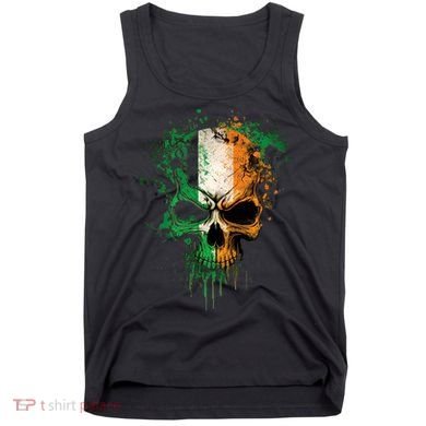 St Patricks Day Skull Irish Flag Teens Tank Top
