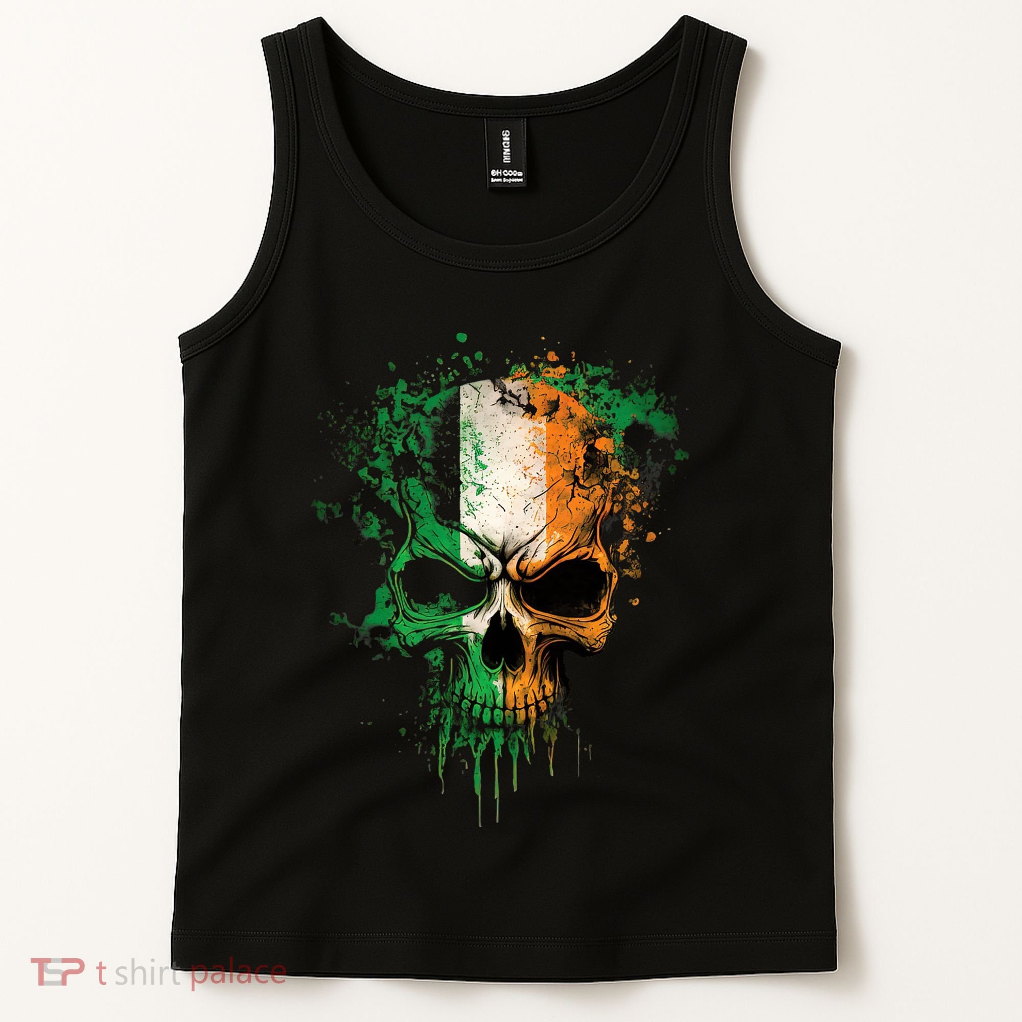 St Patricks Day Skull Irish Flag Teens Tank Top