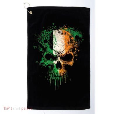 St Patricks Day Skull Irish Flag Teens Golf Towel