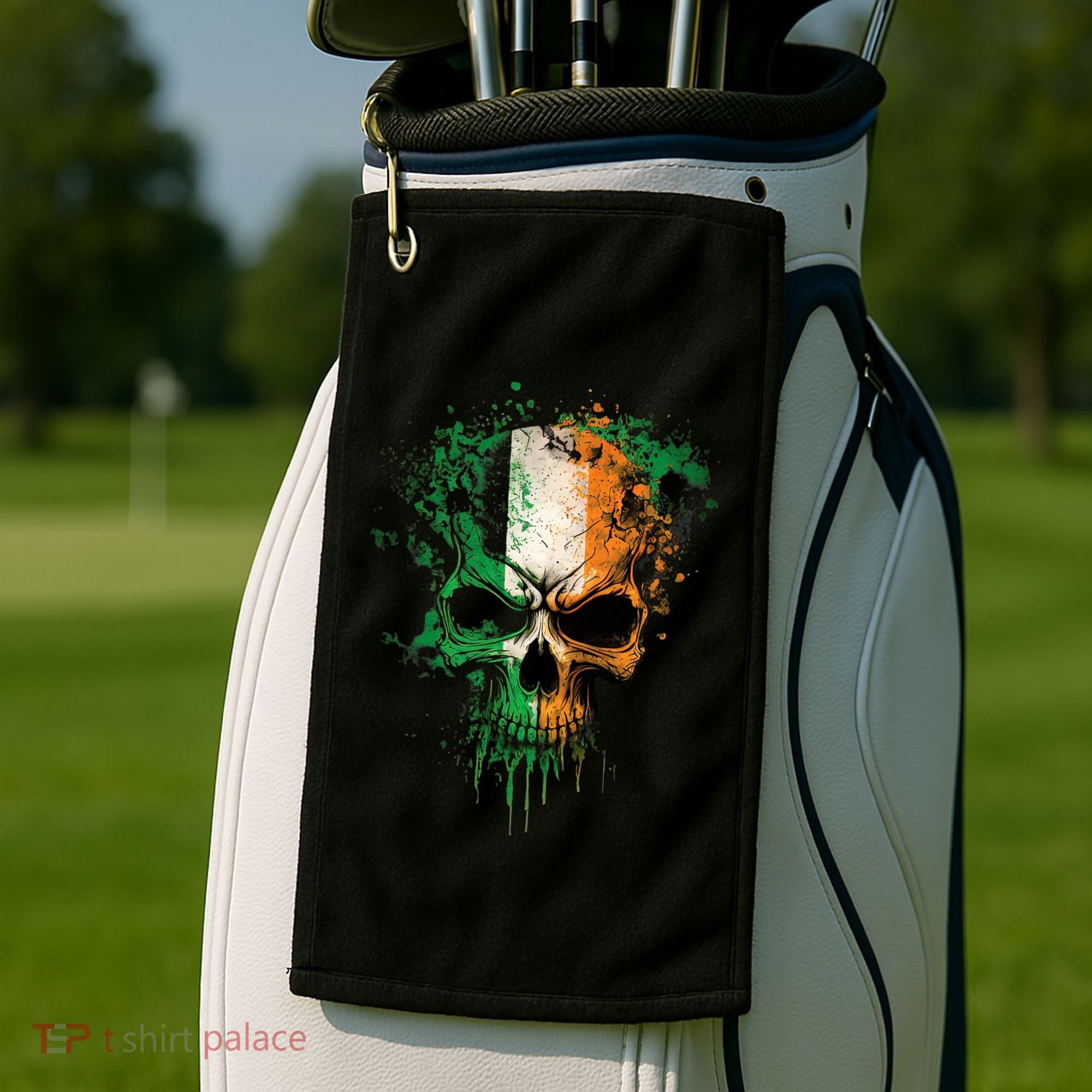 St Patricks Day Skull Irish Flag Teens Golf Towel
