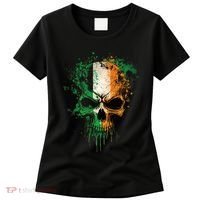 St Patricks Day Skull Irish Flag Teens Women's T-Shirt thumb 0