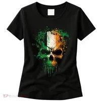 St Patricks Day Skull Irish Flag Teens Women's T-Shirt thumb 0