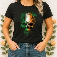 St Patricks Day Skull Irish Flag Teens Women's T-Shirt thumb 2
