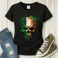 St Patricks Day Skull Irish Flag Teens Women's T-Shirt thumb 3