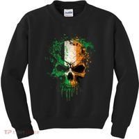 St Patricks Day Skull Irish Flag Teens Kids Sweatshirt thumb 0