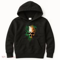 St Patricks Day Skull Irish Flag Teens Kids Hoodie thumb 0